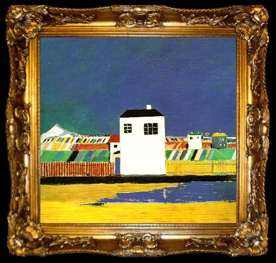 framed  Kazimir Malevich landscape with a white house, ta009-2